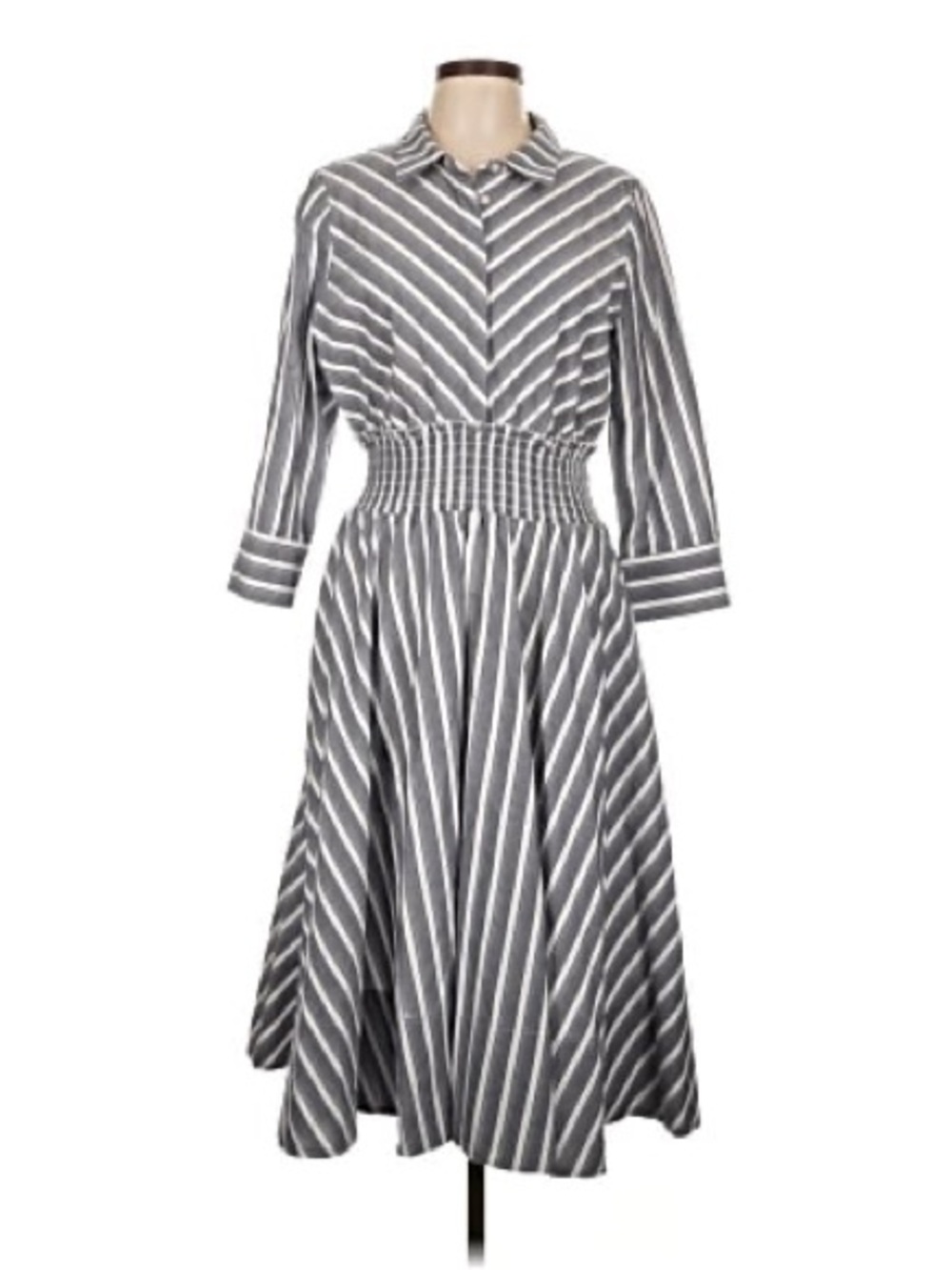 Eliza J Striped Button-Front Midi Dress